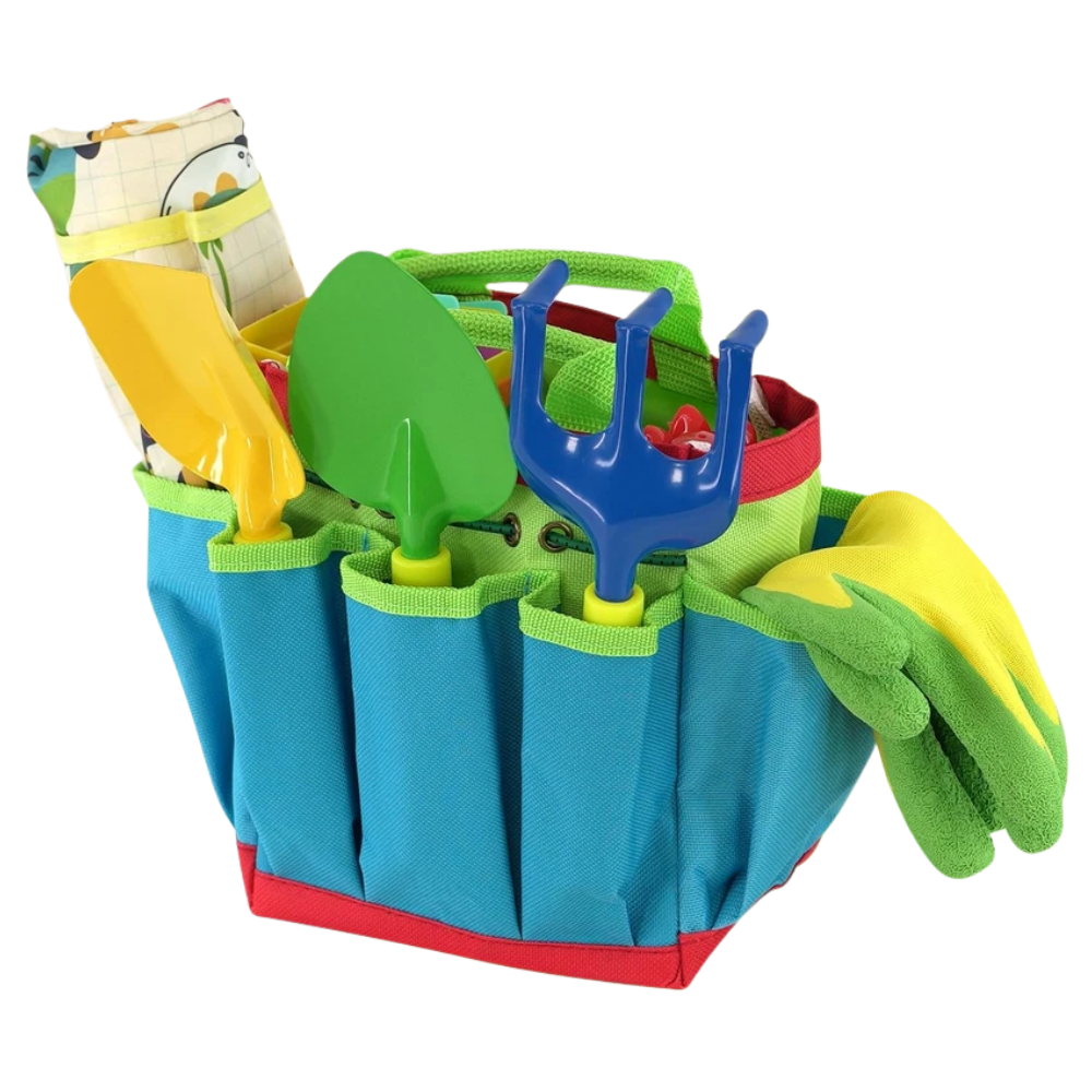 15 Pcs Kids Garden Tools Play Set with Carry Bag Shovel Rake Fork & Gloves Outdoor