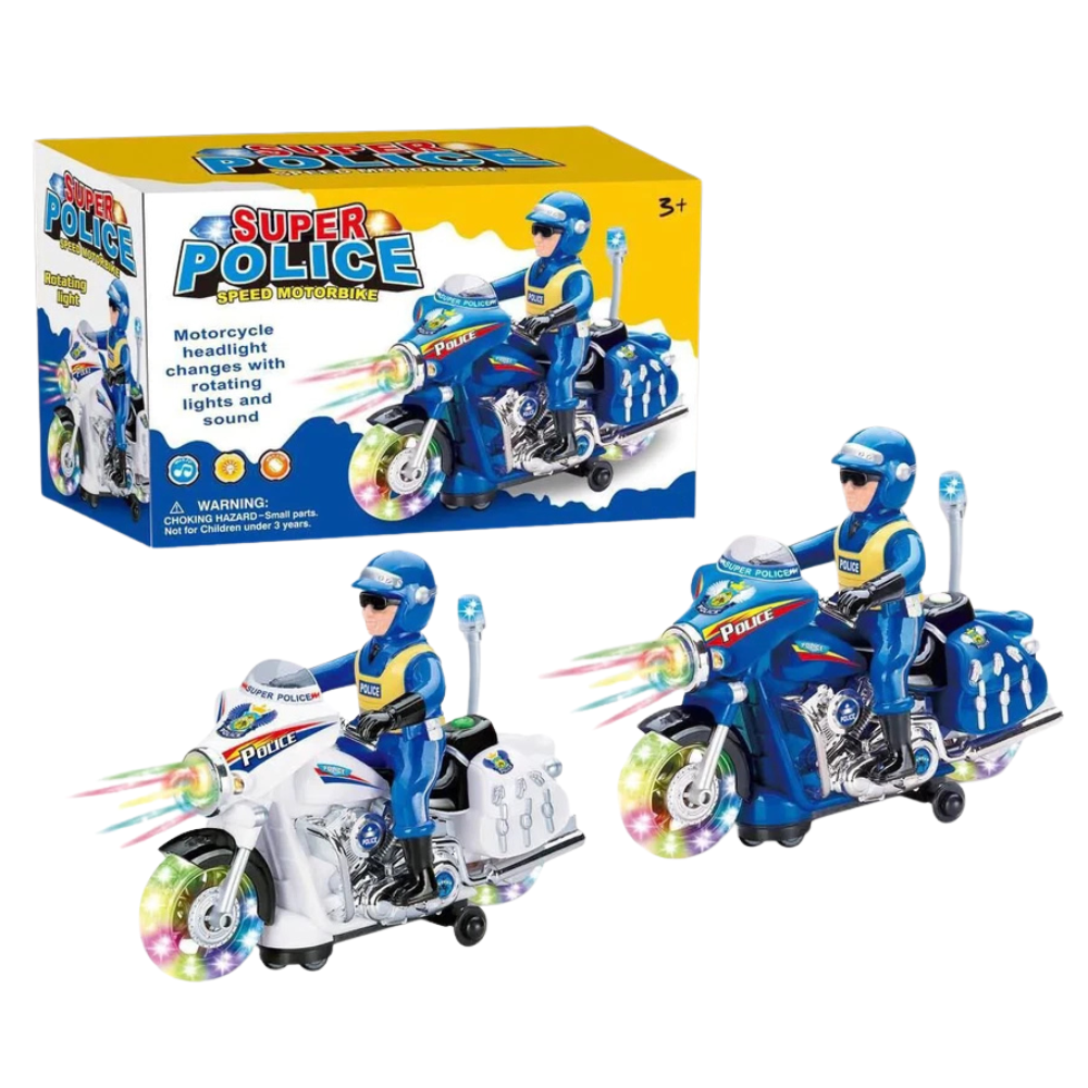 Police Toy Motorcycle Electric Motorbike with Colourful Lights Sirens & Sounds