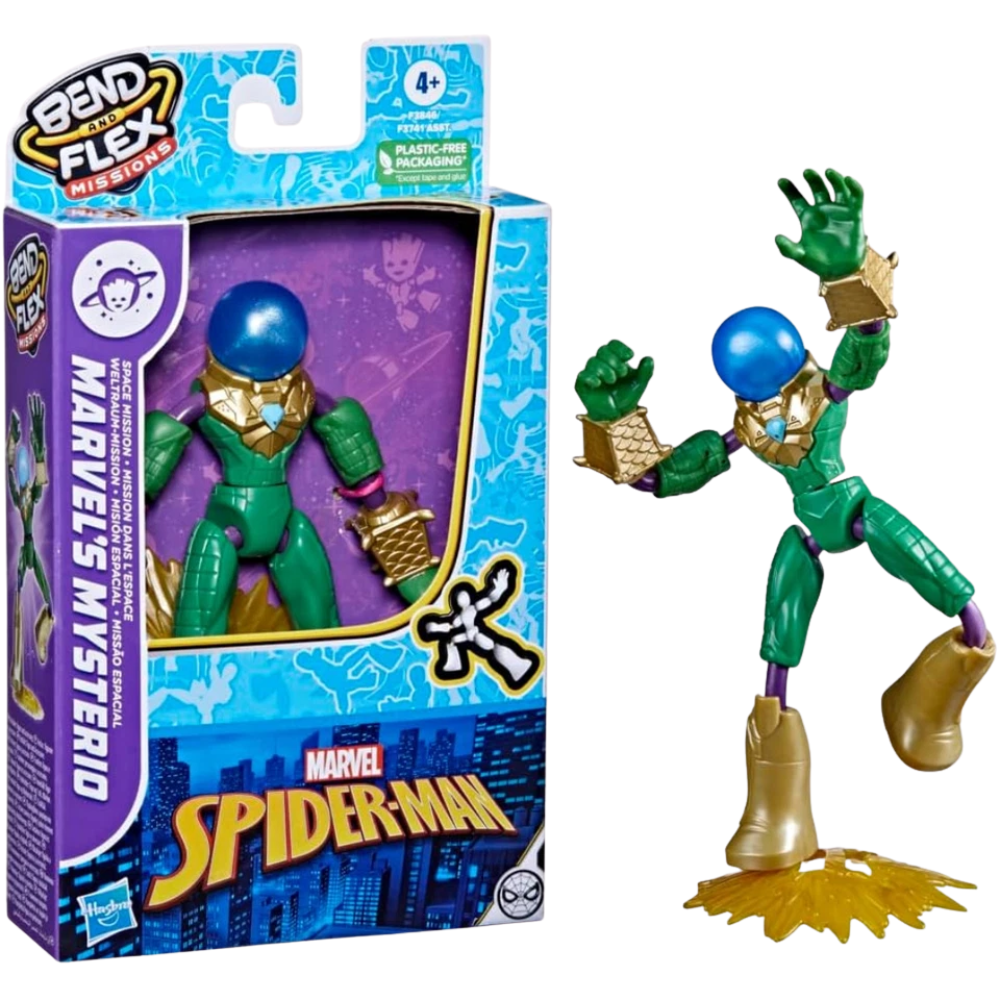 Marvel Spider-Man Bend and Flex Mysterio Action Figure Flexible Superhero Toy 4+