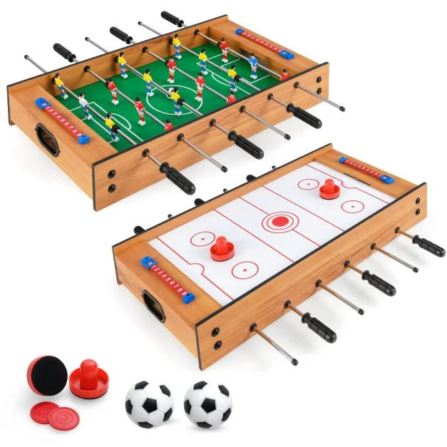 Tabletop 2-in-1 Foosball and Hockey Game for Home Play