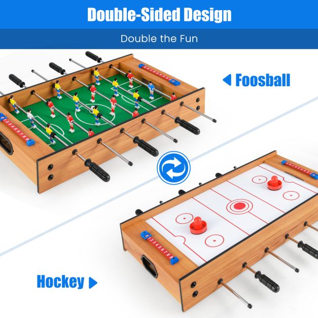 Tabletop 2-in-1 Foosball and Hockey Game for Home Play