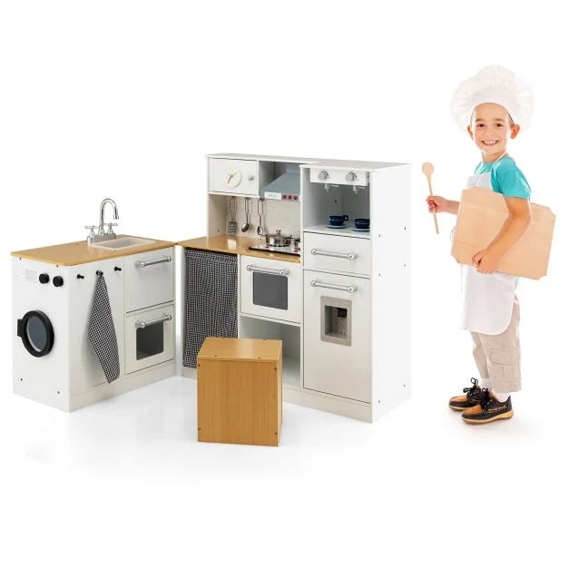 Kids Pretend Play Combo Set with Stool and Real Sound & Light Features