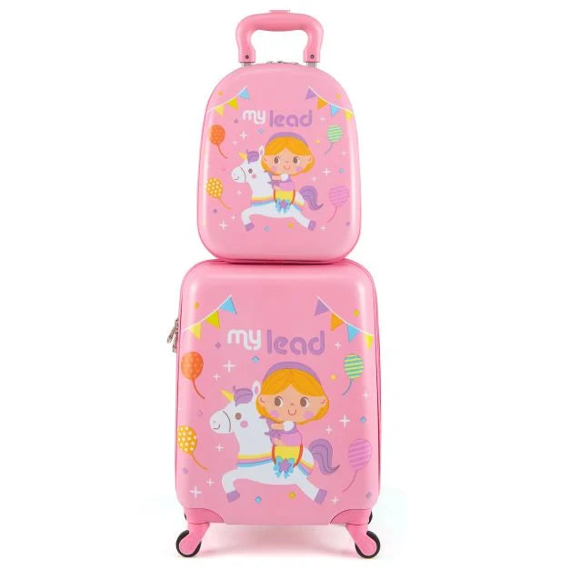 Kids 2-Piece Luggage Set with Spinner Wheels and Telescopic Handle
