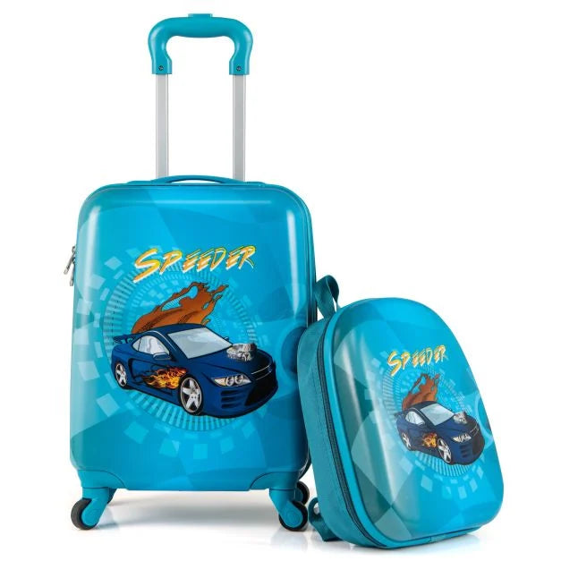 Kids 2-Piece Luggage Set with Spinner Wheels and Telescopic Handle