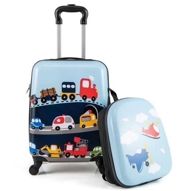 Kids 2-Piece Luggage Set with Spinner Wheels and Telescopic Handle