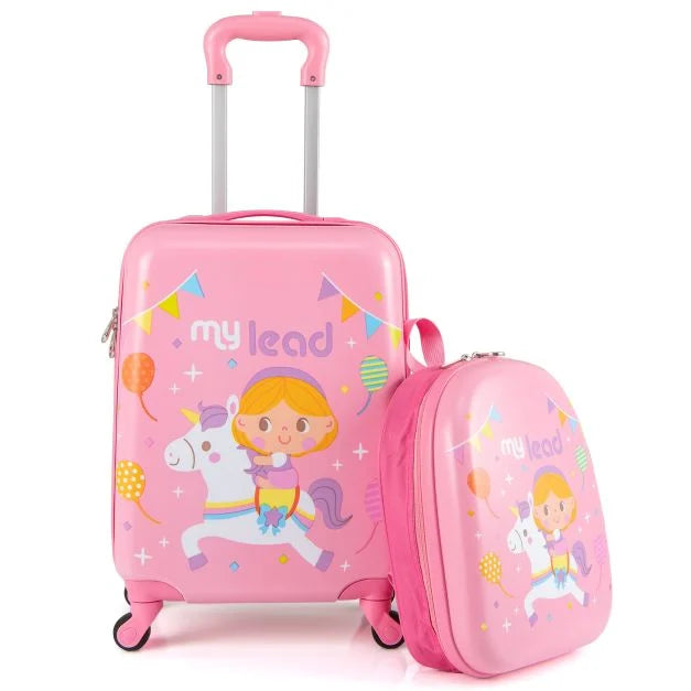 Kids 2-Piece Luggage Set with Spinner Wheels and Telescopic Handle
