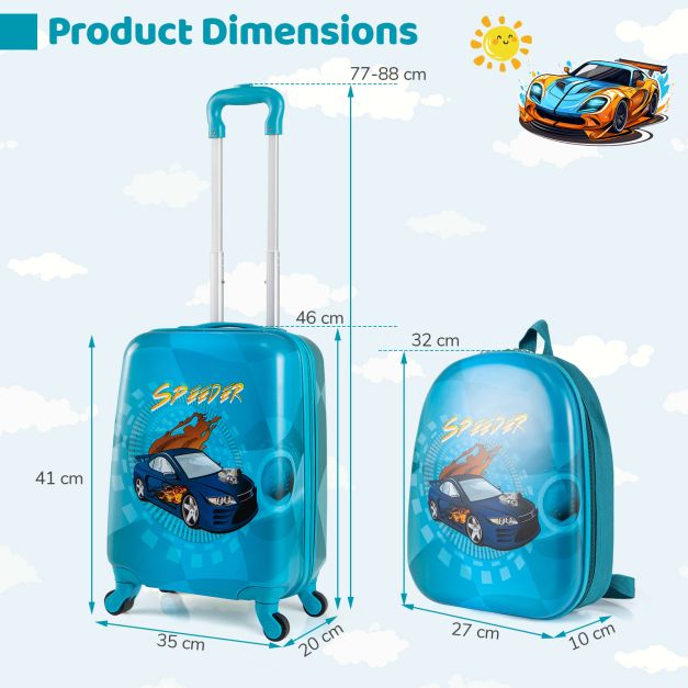 Kids 2-Piece Luggage Set with Spinner Wheels and Telescopic Handle