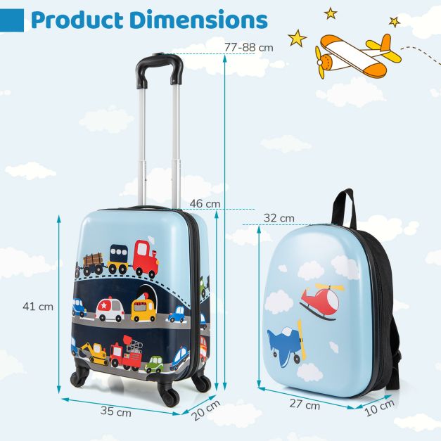 Kids 2-Piece Luggage Set with Spinner Wheels and Telescopic Handle