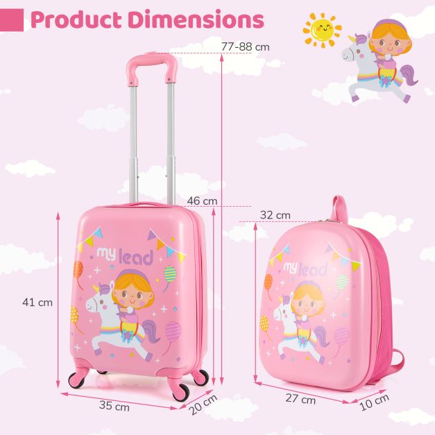 Kids 2-Piece Luggage Set with Spinner Wheels and Telescopic Handle