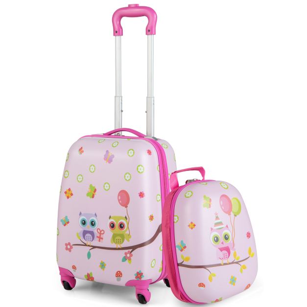2-Piece Children’s Luggage Set with Wheels and Height-Adjustable Handle