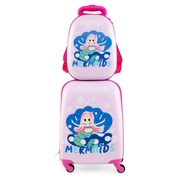 2-Piece Children’s Luggage Set with Wheels and Height-Adjustable Handle