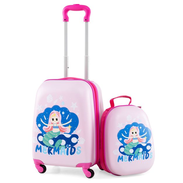 2-Piece Children’s Luggage Set with Wheels and Height-Adjustable Handle