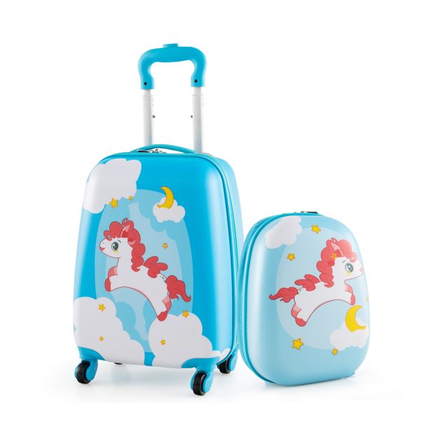 2-Piece Children’s Luggage Set with Wheels and Height-Adjustable Handle