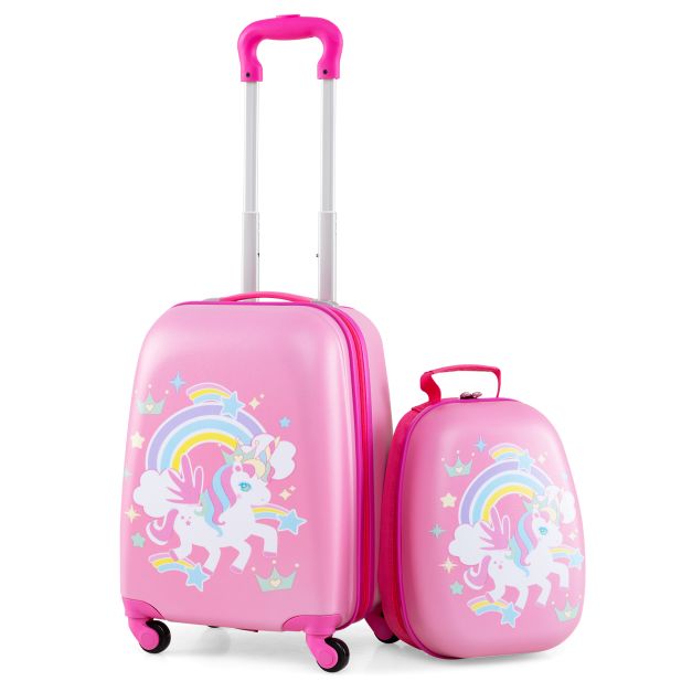 2-Piece Children’s Luggage Set with Wheels and Height-Adjustable Handle