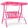 Kids Patio Swing Chair for 2 with Adjustable Canopy and Safety Strap