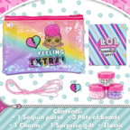 LOL Surprise Glitter Purse & Jewellery Making Kit for Girls Age 6+ Creative Arts Crafts Bead Set Gift
