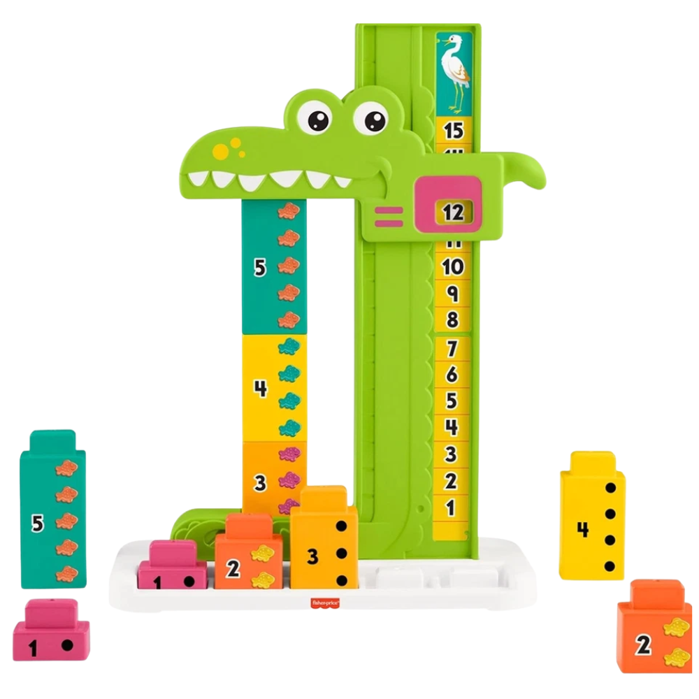 Fisher Price Adding Alligator Preschool Math Learning Toy Counting Blocks Stacking Game 3+