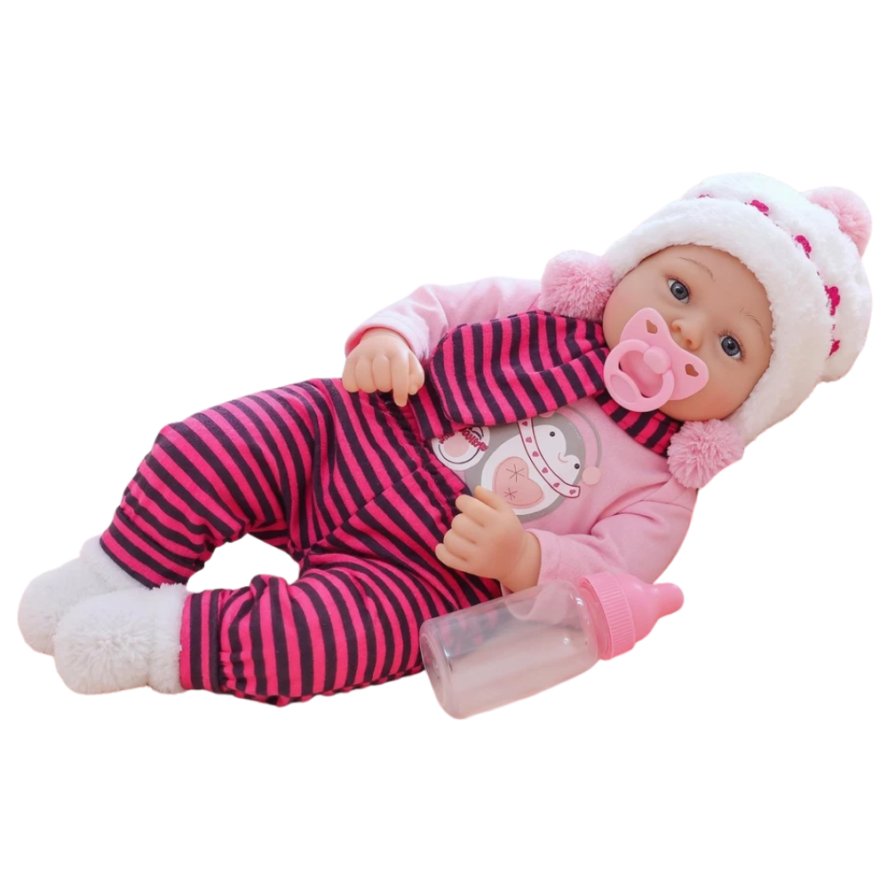 Bibi Snowflake Reborn Baby Doll Girl 17" Realistic Newborn Lifelike Vinyl Toy Bottle Dummy