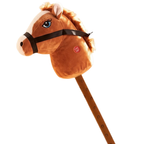 Brown Hobby Horse on a Stick with Galloping Sounds Plush Mane Soft Toy for Kids