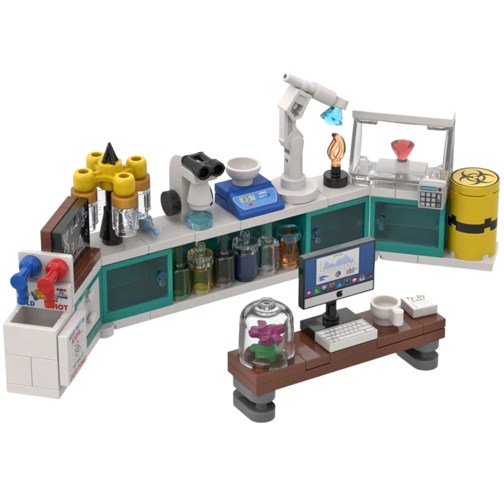Science Laboratory Chemist Biologist Lab Custom Kit Made with Real Lego Bricks Display Model Set