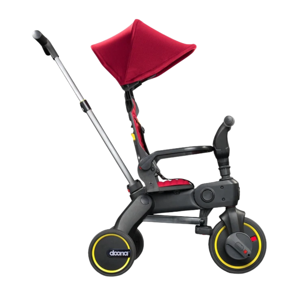 Doona Liki Baby Trike S1 Flame Foldable Toddler Tricycle with Parent Control Bar Red