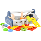21-Piece Wooden Toolbox Toy Set for Children with Pretend Play Hammer, Spanner and Screwdriver