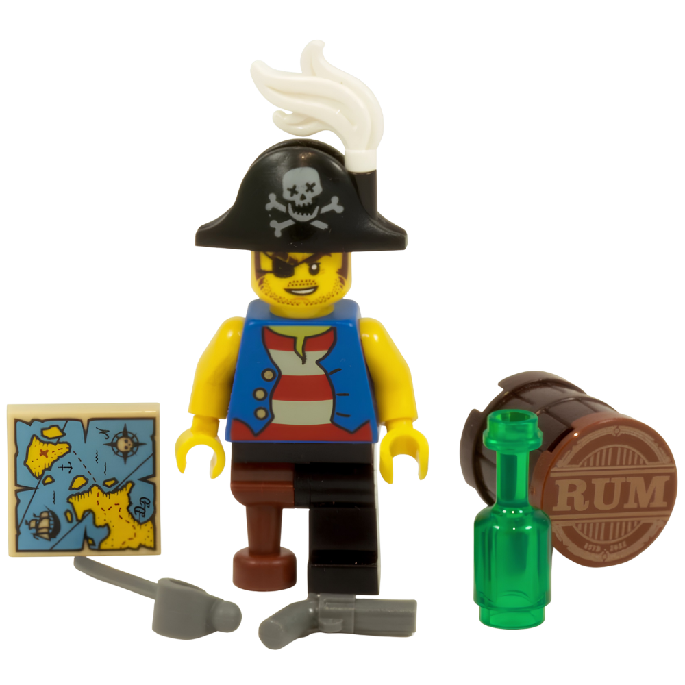 LEGO Pirate Boat Ship with Minifigure, Treasure Map, Jolly Roger Flag & Accessories