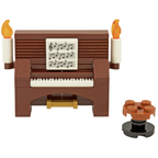 Upright Piano Antique Keyboard with Music Sheet All Parts Lego Compatible Building Set