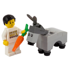 Lego Donkey & Carrot Farm Nativity Animal Christmas Kit Made with Real Lego Bricks Display