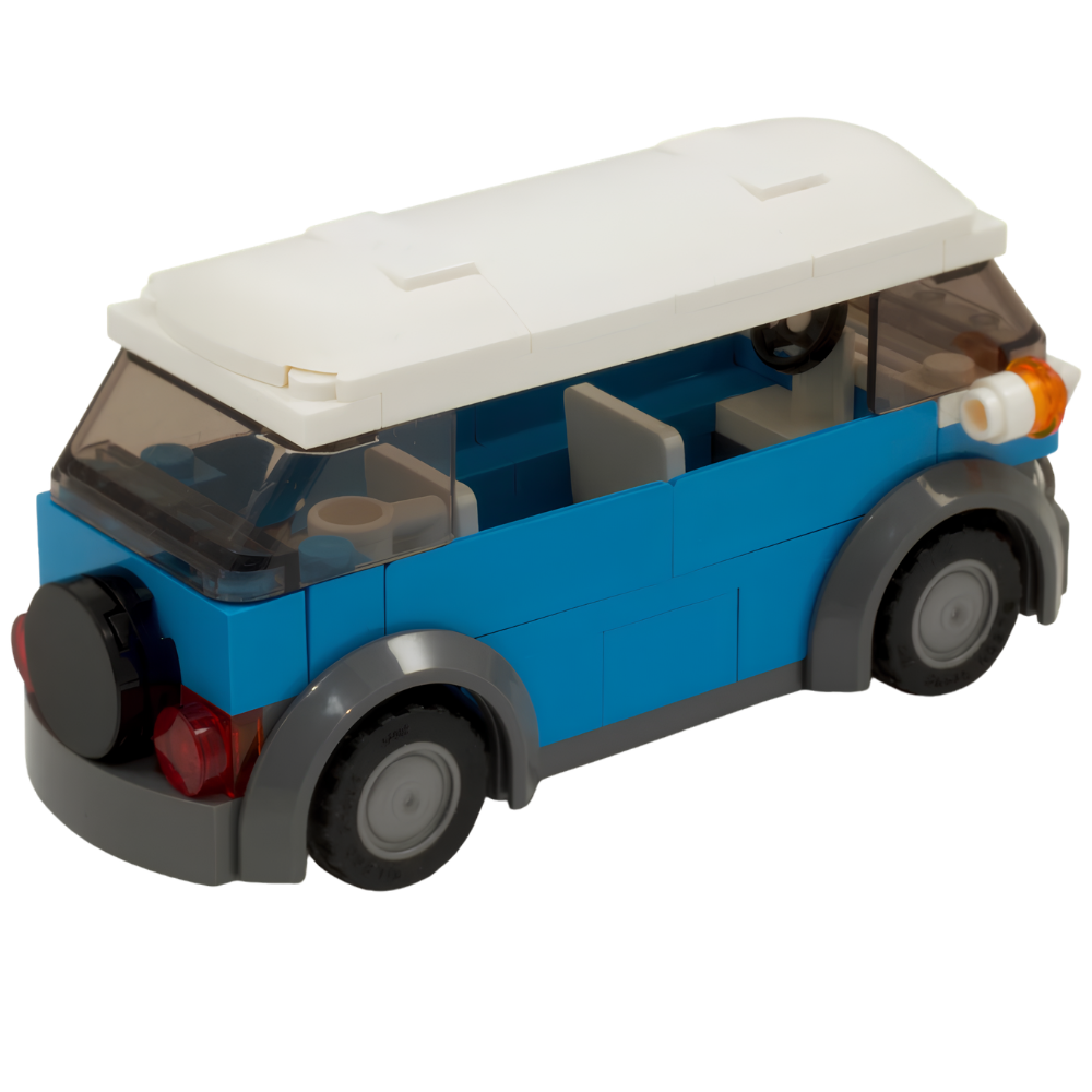 LEGO Blue Camper Van Building Kit with VW Logo, Two Seats & Holiday Accessories