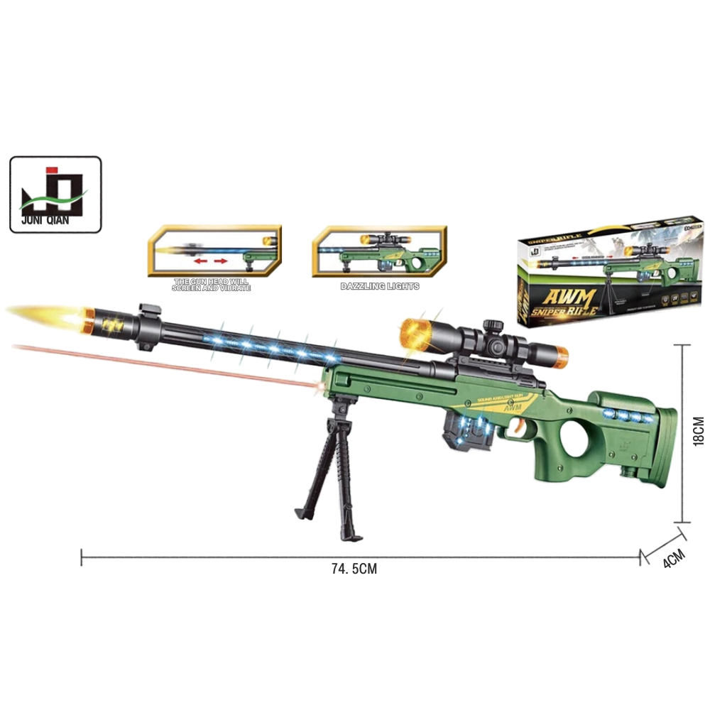 Kids Toy Awm Sniper Rifle 75cm with Light Vibration and Sound Effects Gift for Children