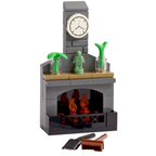 LEGO Fireplace with Chimney & Accessories Fire Clock Brush & Shovel