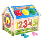 Wooden Busy Board House Puzzle Toy, Interactive Multifunctional Jigsaw Activity for Kids