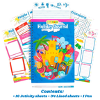 Kids Holiday Travel Journal Activity Book With Pen 50 Pages Spiral Bound Trip Planner Gift 5+