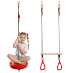 Round Swing Seat & Wooden Trapeze Bar Children's Climbing Frame Accessories