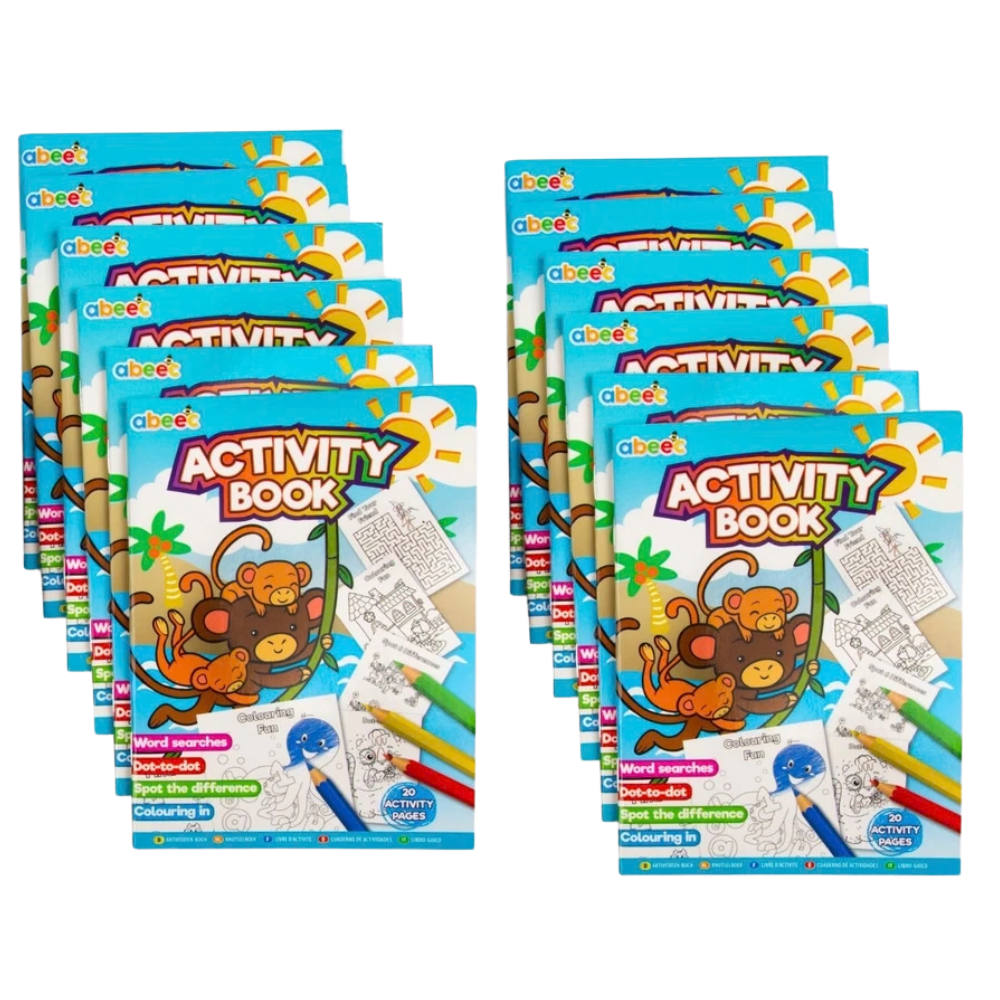 12 Mini Activity Books Kids Party Bag Fillers A6 Colouring Puzzles & Wordsearch