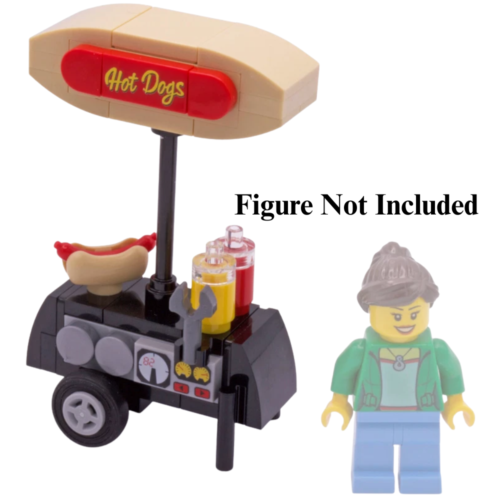 LEGO Hot Dog Stand Cart City Street Food Vendor BBQ Custom Building Set MOC
