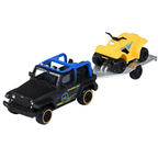 Majorette Jeep Wrangler with Quad Trailer Diecast Model Toy 1:64 Scale Off-Road Vehicle