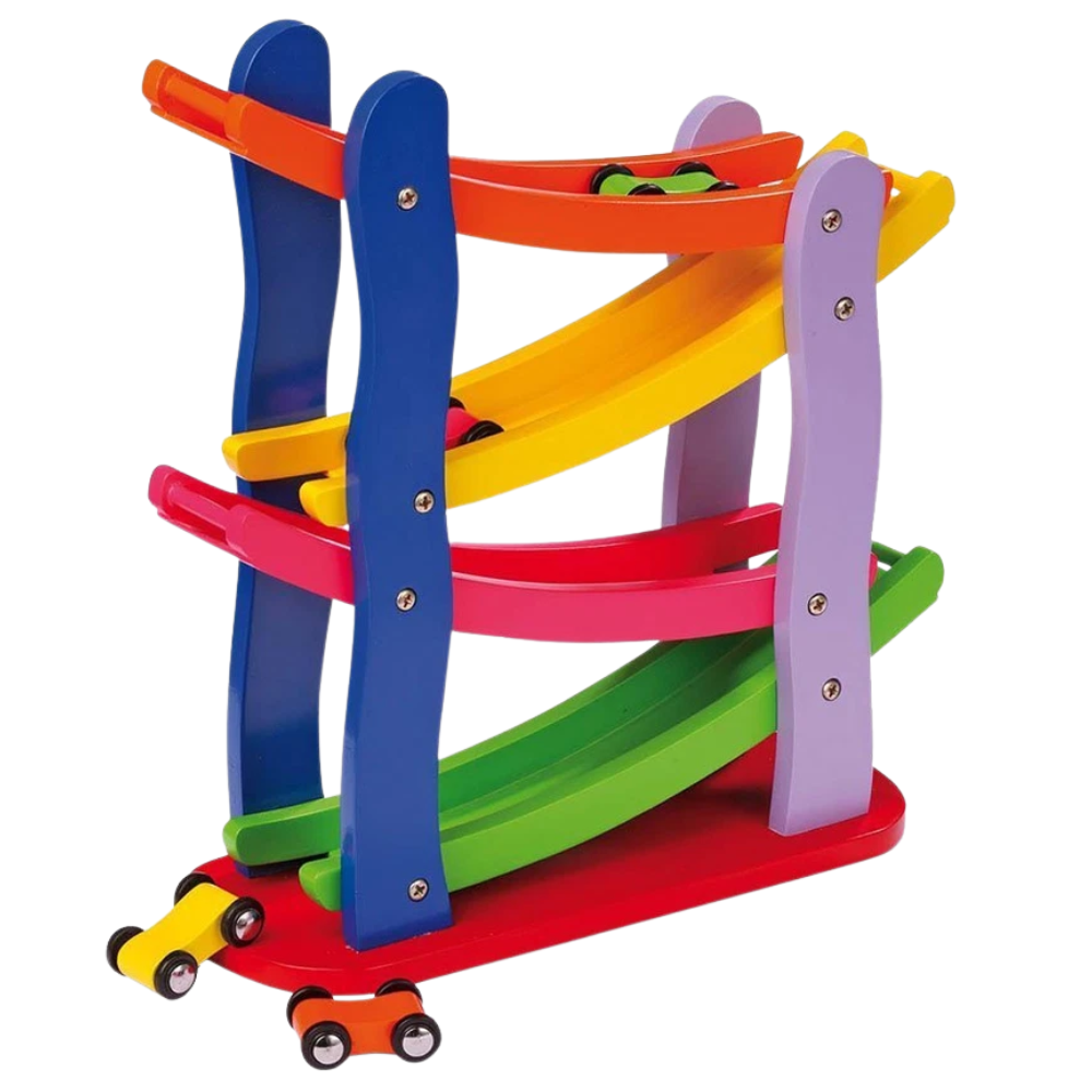 New Wooden Click Clack Racetrack Car Run Marble Run & Track Run Toy Set for Kids