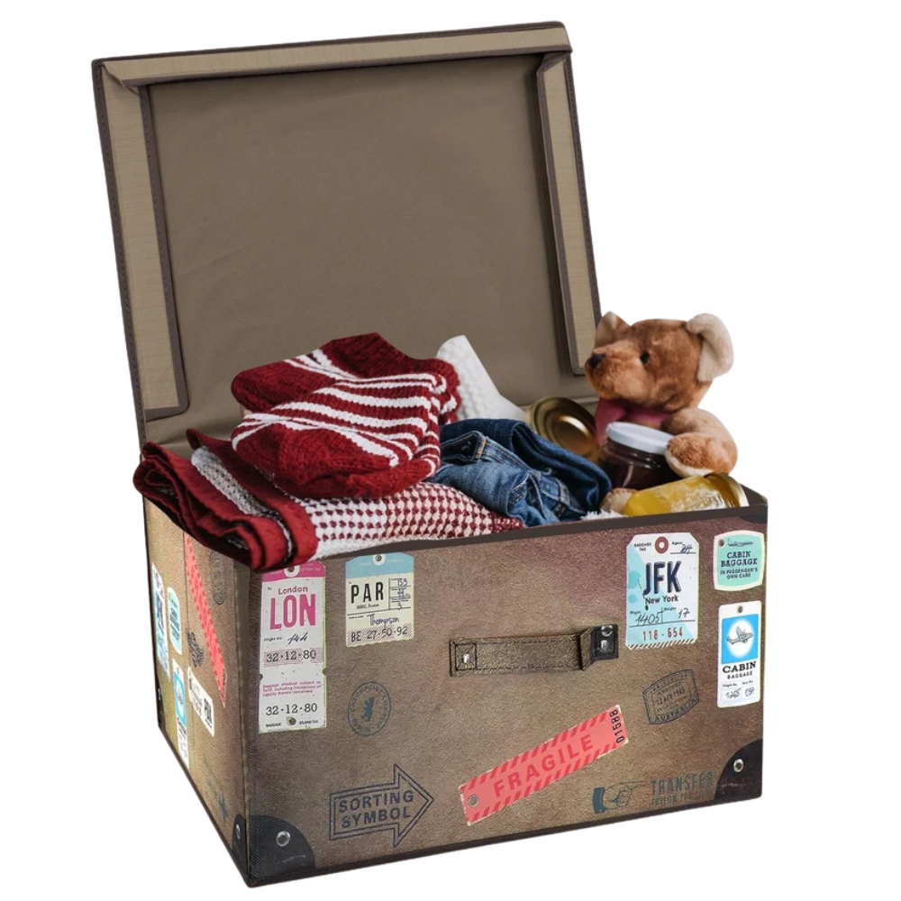 Large Collapsible Vintage Storage Box Folding Jumbo Toy Chest with Lid