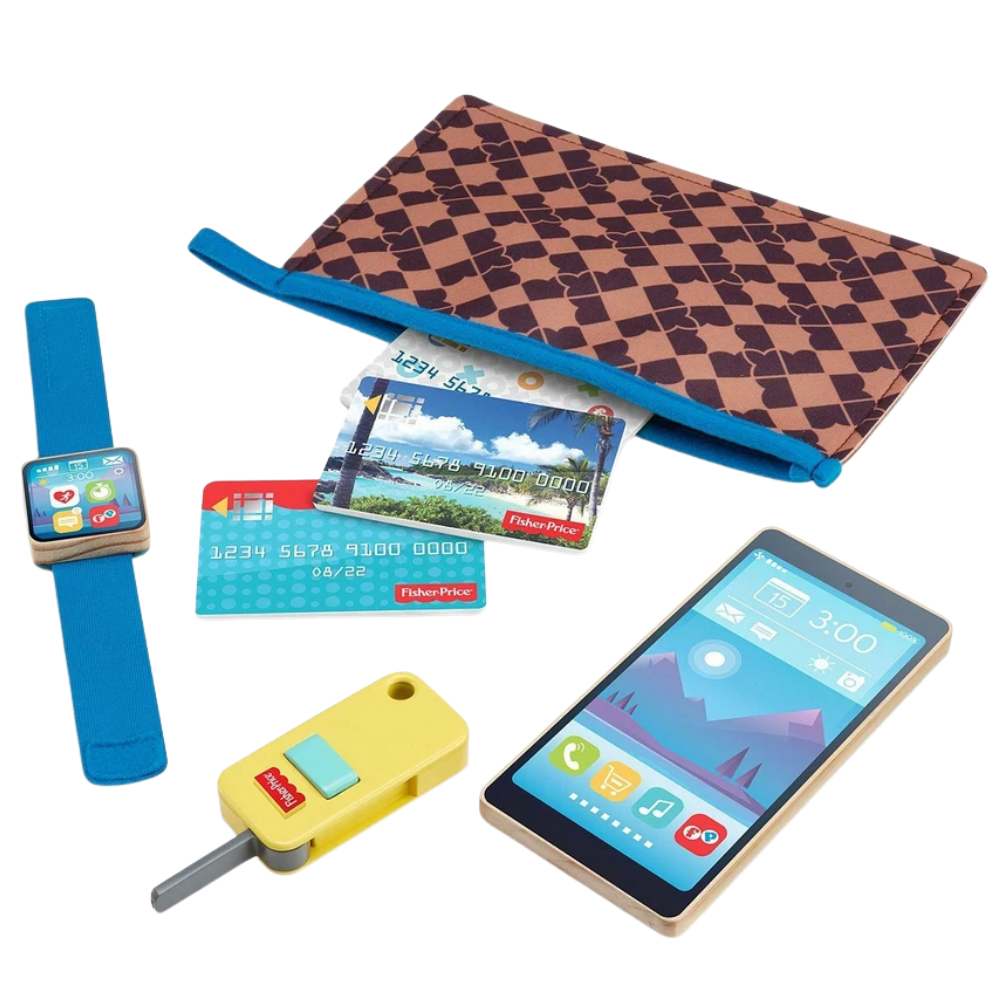 Fisher-Price Travel Tote on the Go Wallet Ggt58 Portable Baby Toddler Activity Toy for Travel Pretend Play On-The-Go Entertainment