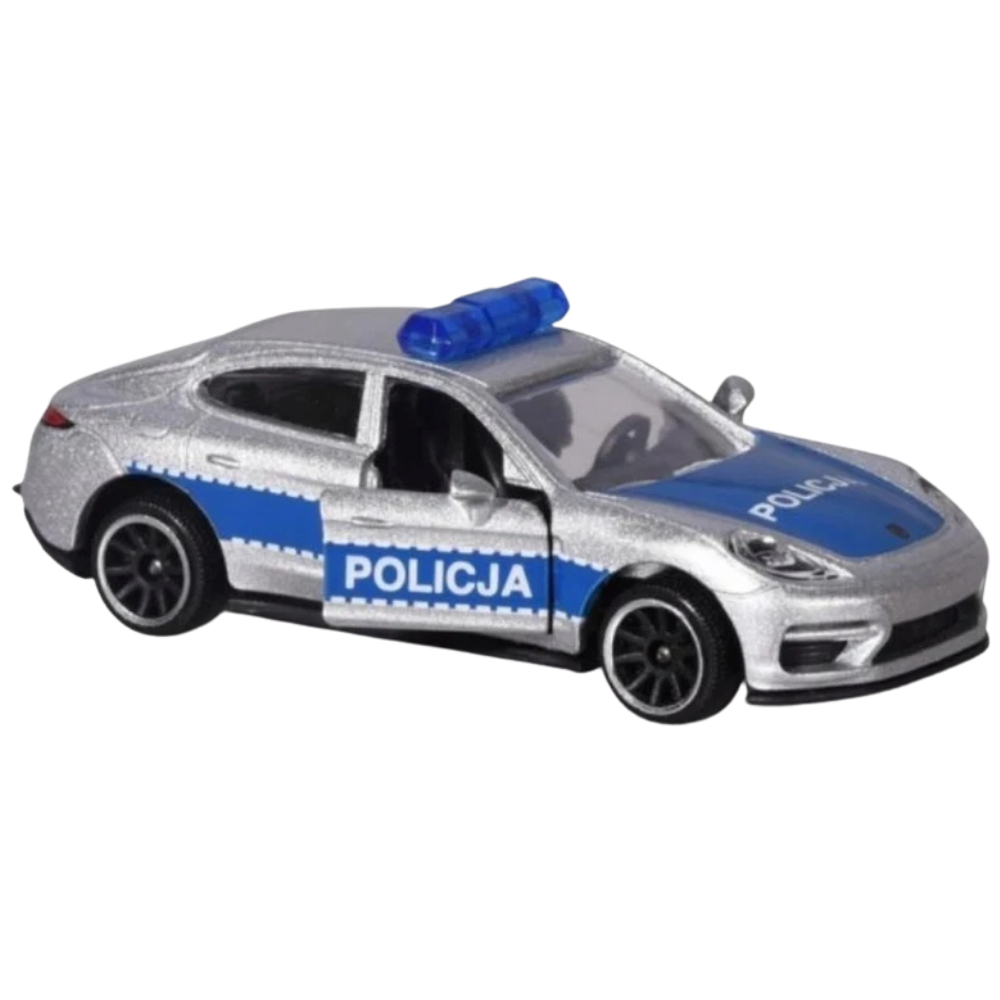 Majorette Porsche Panamera Turbo Polish Police SOS Diecast Car Model 1:64 Scale Toy Vehicle