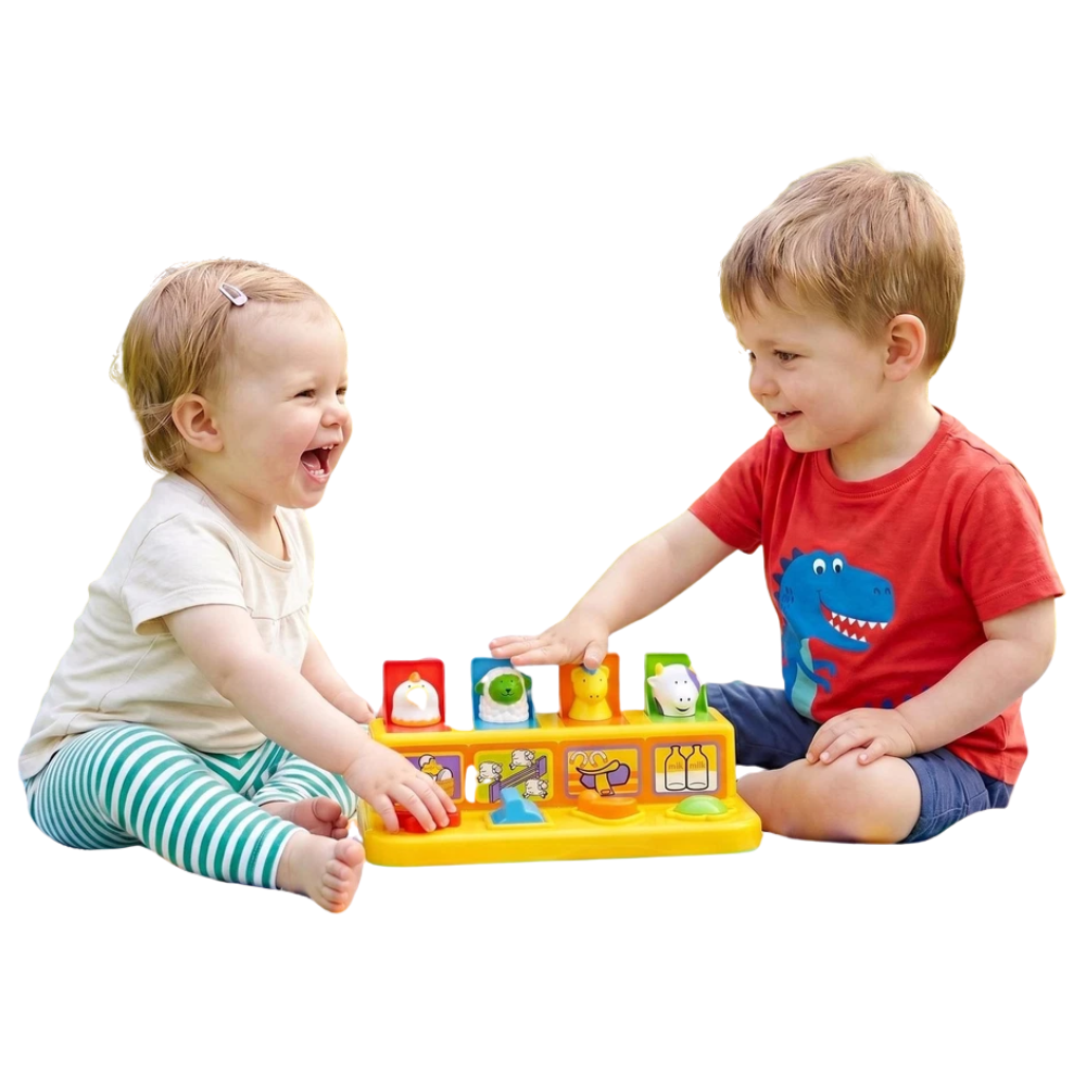 Pop-Up Farm Yard Toy Animals Friends Baby Toddler Cause & Effect Activity Toy