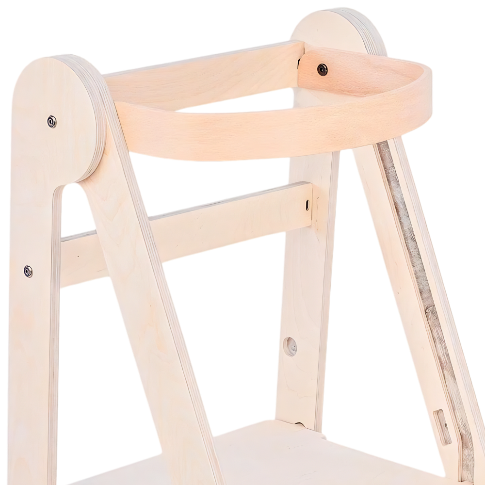 MamaToyz Folding Learning Tower V2 Natural Wooden Toddler Safety Platform
