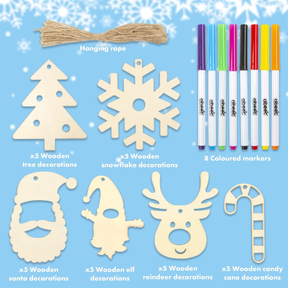 Make Your Own Christmas Decorations Craft Kit for Kids Colouring Hanging Christmas Party Crafts