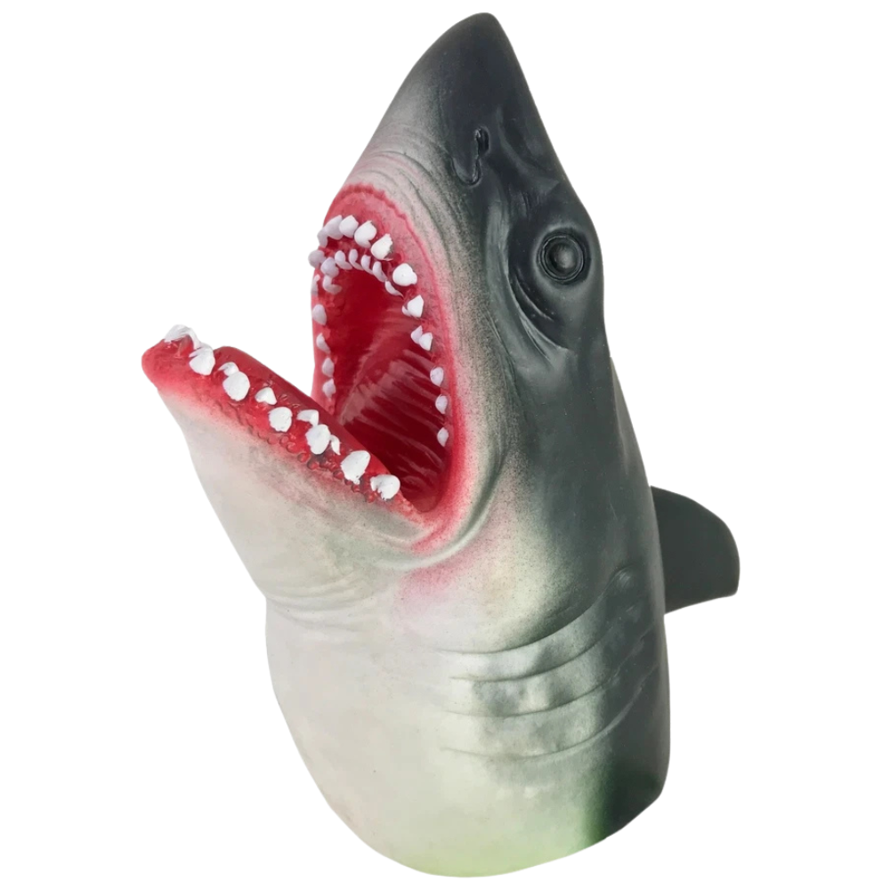 Soft Rubber White Shark Hand Puppet Sea Animal Toy Christmas New Year Gift for Kids