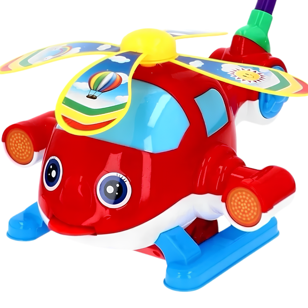 Push Along Helicopter Toy with 45cm Handle, Baby Walking Toy for Toddlers