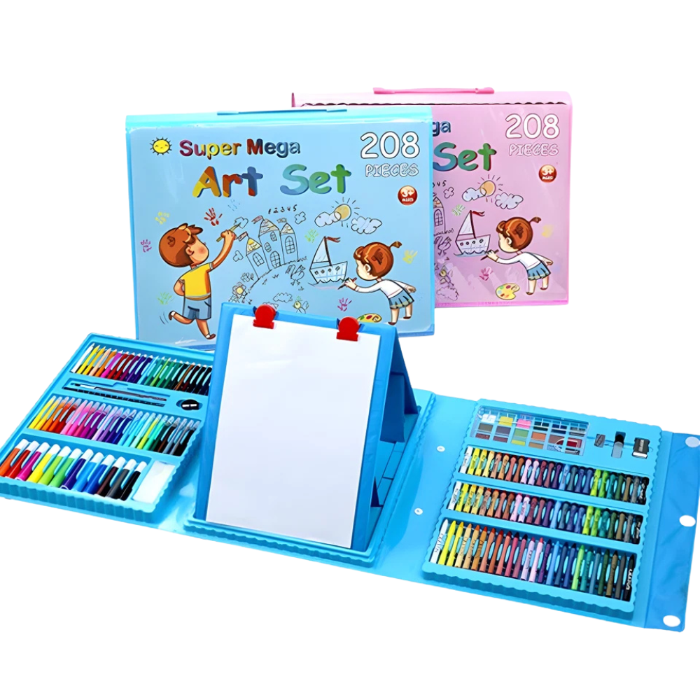 Rls 208 Piece Deluxe Blue Colouring Art Set in Portable Case for Kids Drawing and Painting