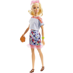 Barbie Fashionista Pop In Denim Dress Up Doll with Extra Outfit Purse and Accessories Kids