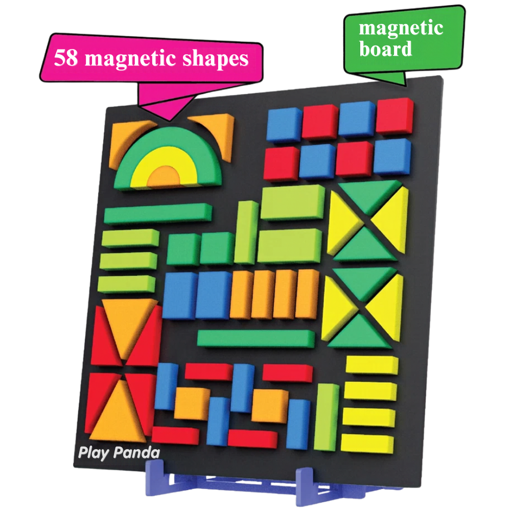 Play Panda Magnetic Shapes Puzzle Type 2 with 58 Pieces, 200 Designs and Board for Kids
